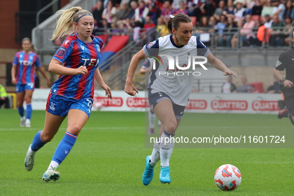 Hayley Raso of Tottenham Hotspur Women beats Alexia Potter of Crystal Palace Women during the Barclays FA Women's Super League soccer match...