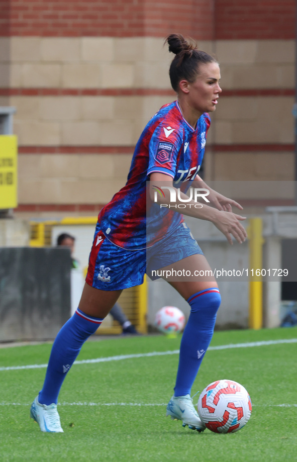 Katrine Veje of Crystal Palace Women is in action during the Barclays FA Women's Super League soccer match between Tottenham Hotspur Women a...