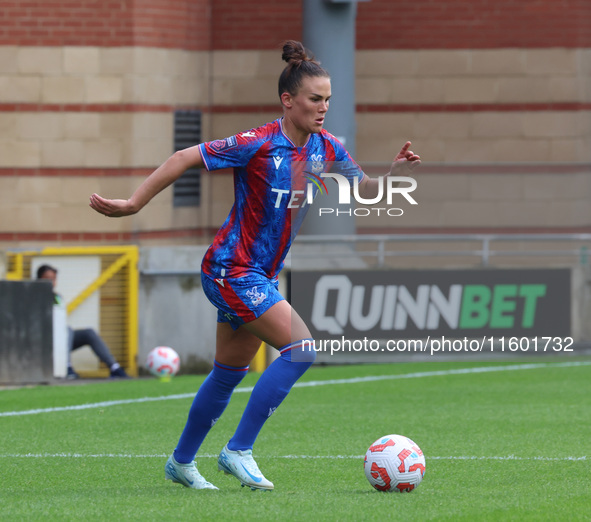 Katrine Veje of Crystal Palace Women is in action during the Barclays FA Women's Super League soccer match between Tottenham Hotspur Women a...