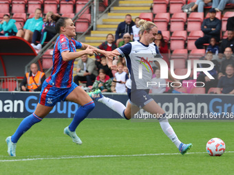 Katrine Veje of Crystal Palace Women and Martha Thomas of Tottenham Hotspur Women are in action during the Barclays FA Women's Super League...