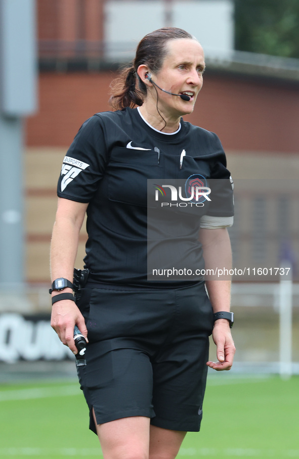 Referee Amy Fearns officiates the Barclays FA Women's Super League soccer match between Tottenham Hotspur Women and Crystal Palace Women at...