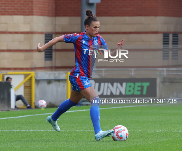 Katrine Veje of Crystal Palace Women is in action during the Barclays FA Women's Super League soccer match between Tottenham Hotspur Women a...