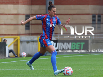 Katrine Veje of Crystal Palace Women is in action during the Barclays FA Women's Super League soccer match between Tottenham Hotspur Women a...