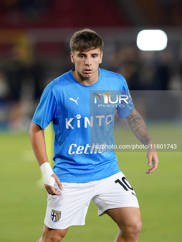 Adrian Bernabe of Parma Calcio during the Serie A match between Lecce and Parma in Lecce, Italy, on September 21, 2024. 