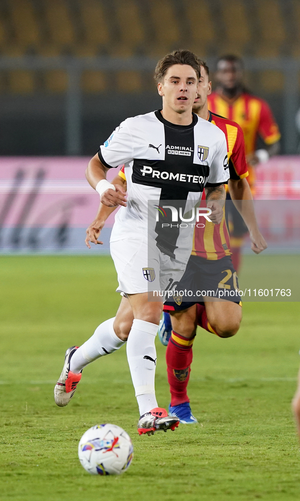 Adrian Bernabe of Parma Calcio is in action during the Serie A match between Lecce and Parma in Lecce, Italy, on September 21, 2024. 