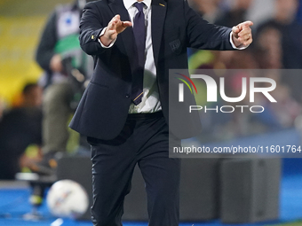 Fabio Pecchia, head coach of Parma Calcio, watches the Serie A match between Lecce and Parma in Lecce, Italy, on September 21, 2024. (