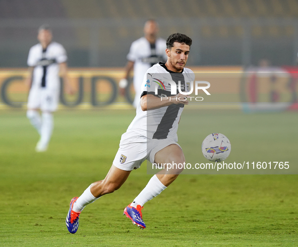 Botond Balogh of Parma Calcio is in action during the Serie A match between Lecce and Parma in Lecce, Italy, on September 21, 2024. 