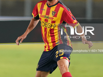 Antonino Gallo of US Lecce is in action during the Serie A match between Lecce and Parma in Lecce, Italy, on September 21, 2024. (