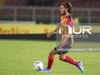 Antonino Gallo of US Lecce is in action during the Serie A match between Lecce and Parma in Lecce, Italy, on September 21, 2024. (