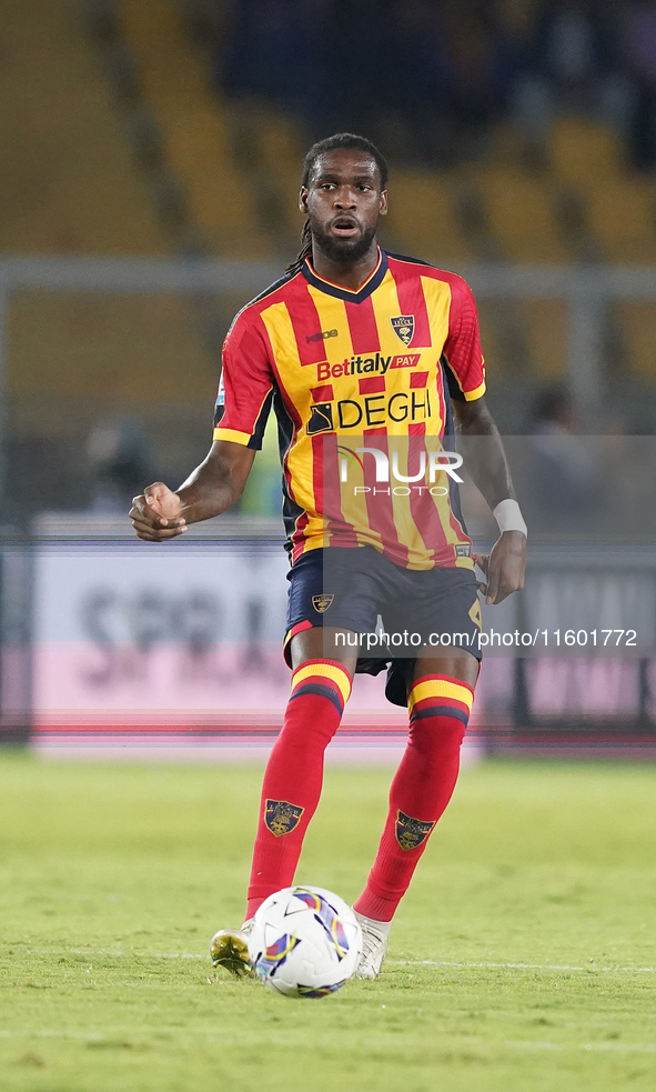 Lasagna Coulibaly of US Lecce is in action during the Serie A match between Lecce and Parma in Lecce, Italy, on September 21, 2024. 