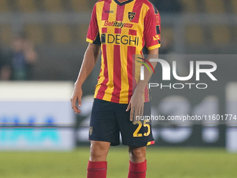 Antonino Gallo of US Lecce is in action during the Serie A match between Lecce and Parma in Lecce, Italy, on September 21, 2024. (