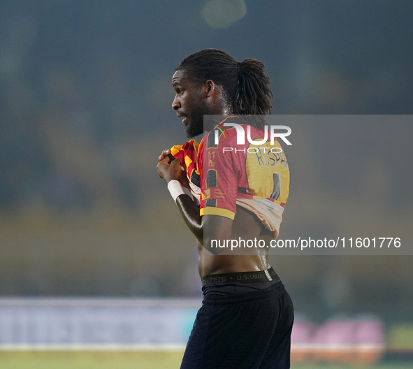 Lasagna Coulibaly of US Lecce is in action during the Serie A match between Lecce and Parma in Lecce, Italy, on September 21, 2024. 