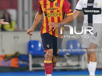 Nikola Krstovic of US Lecce is in action during the Serie A match between Lecce and Parma in Lecce, Italy, on September 21, 2024. (