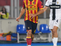 Nikola Krstovic of US Lecce is in action during the Serie A match between Lecce and Parma in Lecce, Italy, on September 21, 2024. (