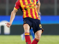 Federico Baschirotto of US Lecce is in action during the Serie A match between Lecce and Parma in Lecce, Italy, on September 21, 2024. (