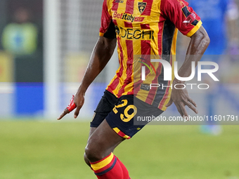 Lasagna Coulibaly of US Lecce is in action during the Serie A match between Lecce and Parma in Lecce, Italy, on September 21, 2024. (