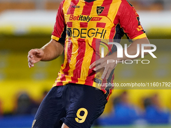 Nikola Krstovic of US Lecce is in action during the Serie A match between Lecce and Parma in Lecce, Italy, on September 21, 2024. (