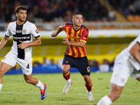 Nikola Krstovic of US Lecce is in action during the Serie A match between Lecce and Parma in Lecce, Italy, on September 21, 2024. (