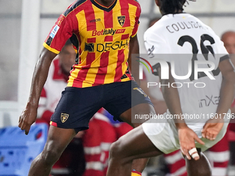 Patrick Dorgu of US Lecce is in action during the Serie A match between Lecce and Parma in Lecce, Italy, on September 21, 2024. (