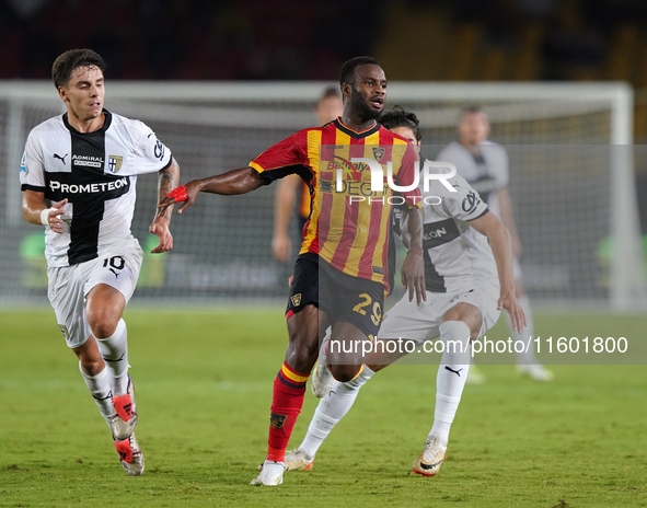 Lasagna Coulibaly of US Lecce is in action during the Serie A match between Lecce and Parma in Lecce, Italy, on September 21, 2024. 