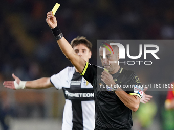 Referee Marco Guida officiates the Serie A match between Lecce and Parma in Lecce, Italy, on September 21, 2024. (