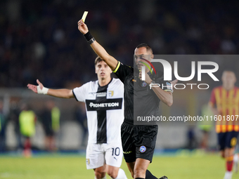 Referee Marco Guida officiates the Serie A match between Lecce and Parma in Lecce, Italy, on September 21, 2024. (