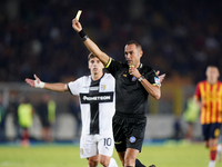 Referee Marco Guida officiates the Serie A match between Lecce and Parma in Lecce, Italy, on September 21, 2024. (