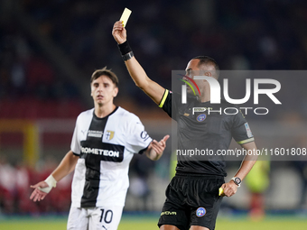 Referee Marco Guida officiates the Serie A match between Lecce and Parma in Lecce, Italy, on September 21, 2024. (