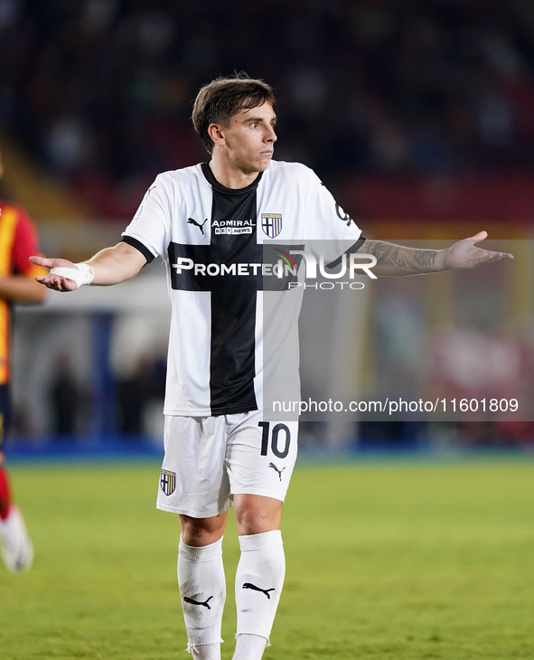 Adrian Bernabe of Parma Calcio is in action during the Serie A match between Lecce and Parma in Lecce, Italy, on September 21, 2024. 