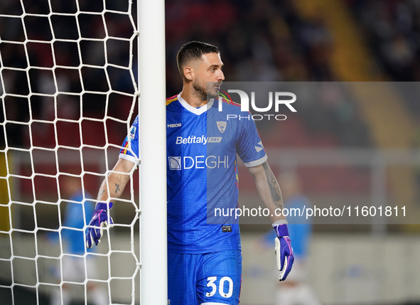 Wladimiro Falcone of US Lecce during the Serie A match between Lecce and Parma in Lecce, Italy, on September 21, 2024. 