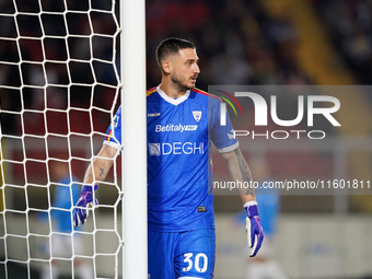 Wladimiro Falcone of US Lecce during the Serie A match between Lecce and Parma in Lecce, Italy, on September 21, 2024. (