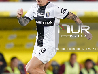 Dennis Man of Parma Calcio is in action during the Serie A match between Lecce and Parma in Lecce, Italy, on September 21, 2024. (