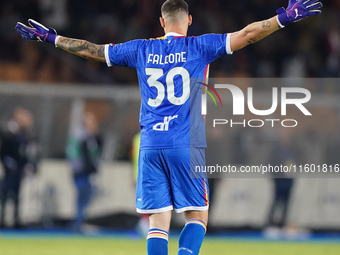 Wladimiro Falcone of US Lecce during the Serie A match between Lecce and Parma in Lecce, Italy, on September 21, 2024. (