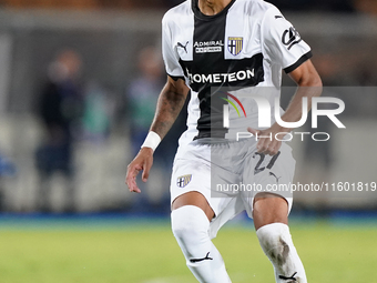 Hernani of Parma Calcio is in action during the Serie A match between Lecce and Parma in Lecce, Italy, on September 21, 2024. (