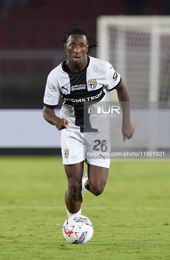 Woyo Coulibaly of Parma Calcio is in action during the Serie A match between Lecce and Parma in Lecce, Italy, on September 21, 2024. 