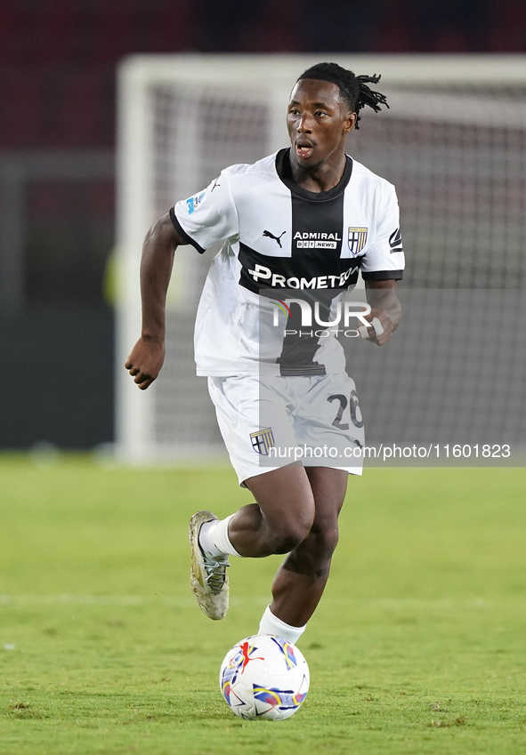 Woyo Coulibaly of Parma Calcio is in action during the Serie A match between Lecce and Parma in Lecce, Italy, on September 21, 2024. 