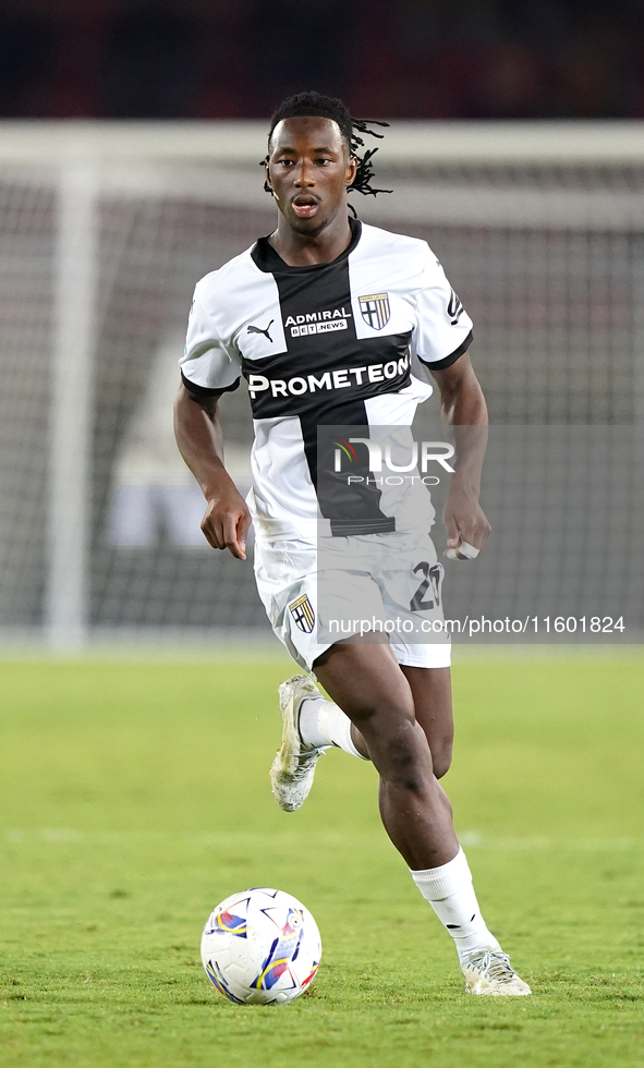 Woyo Coulibaly of Parma Calcio is in action during the Serie A match between Lecce and Parma in Lecce, Italy, on September 21, 2024. 