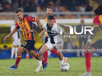 Dennis Man of Parma Calcio is in action during the Serie A match between Lecce and Parma in Lecce, Italy, on September 21, 2024. (