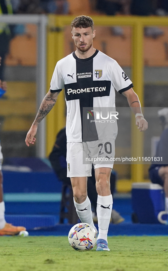 Antoine Hainaut of Parma Calcio is in action during the Serie A match between Lecce and Parma in Lecce, Italy, on September 21, 2024. 