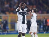 Ange-Yoan Bonny of Parma Calcio gestures during the Serie A match between Lecce and Parma in Lecce, Italy, on September 21, 2024. (