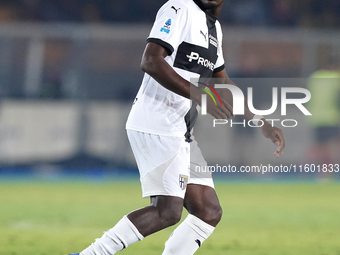 Ange-Yoan Bonny of Parma Calcio is in action during the Serie A match between Lecce and Parma in Lecce, Italy, on September 21, 2024. (