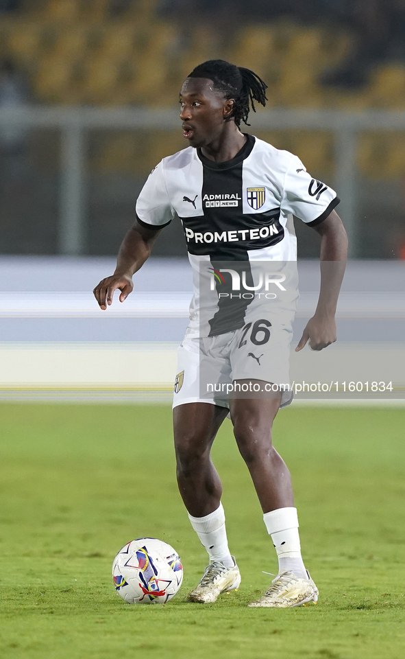 Woyo Coulibaly of Parma Calcio is in action during the Serie A match between Lecce and Parma in Lecce, Italy, on September 21, 2024. 