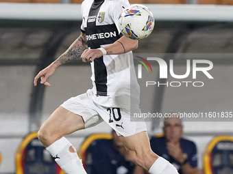 Antoine Hainaut of Parma Calcio is in action during the Serie A match between Lecce and Parma in Lecce, Italy, on September 21, 2024. (