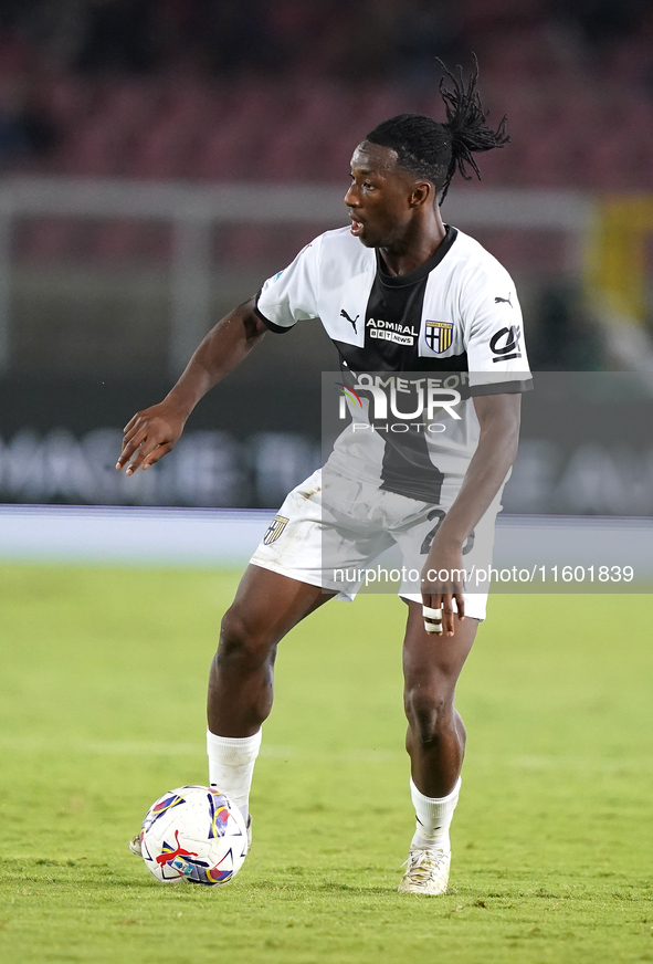 Woyo Coulibaly of Parma Calcio is in action during the Serie A match between Lecce and Parma in Lecce, Italy, on September 21, 2024. 