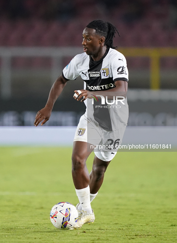 Woyo Coulibaly of Parma Calcio is in action during the Serie A match between Lecce and Parma in Lecce, Italy, on September 21, 2024. 