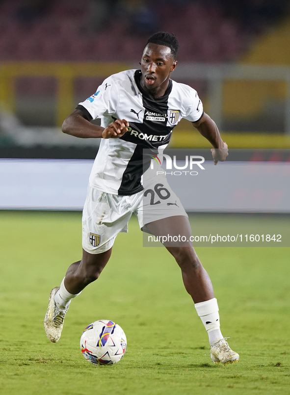 Woyo Coulibaly of Parma Calcio is in action during the Serie A match between Lecce and Parma in Lecce, Italy, on September 21, 2024. 