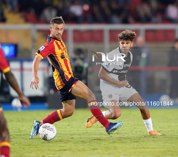 Anas Haj Mohamed of Parma Calcio is in action during the Serie A match between Lecce and Parma in Lecce, Italy, on September 21, 2024. 