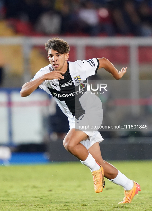 Anas Haj Mohamed of Parma Calcio is in action during the Serie A match between Lecce and Parma in Lecce, Italy, on September 21, 2024. 