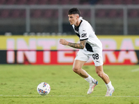 Dennis Man of Parma Calcio is in action during the Serie A match between Lecce and Parma in Lecce, Italy, on September 21, 2024. (