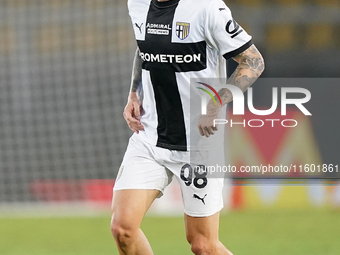 Dennis Man of Parma Calcio is in action during the Serie A match between Lecce and Parma in Lecce, Italy, on September 21, 2024. (